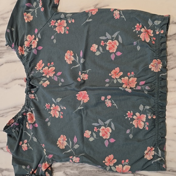 OshKosh B'gosh Teal Floral Blouse - Picture 1 of 3